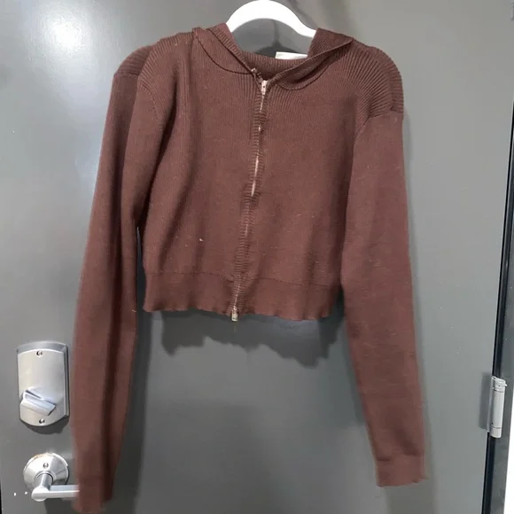 *SOLD* Daisy Street Brown zip up knit cardigan - Picture 2 of 5